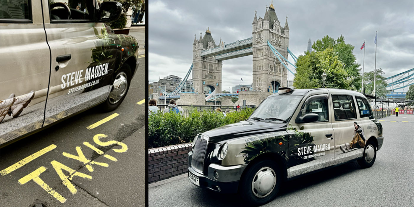 London Taxi advertising for Steve Madden